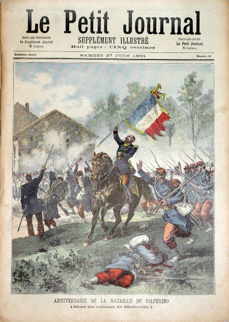 journal Le petit journal illustré Anniversaire de la bataille de Solférino. (Mort du Colonel de Malleville).