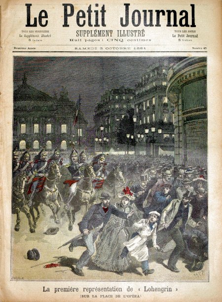 journal Le petit journal illustré La première représentation de Lohengrin. (sur place de l'Opéra).