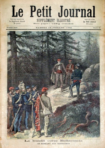 journal Le petit journal illustré Le bandit corse Bellacoscia se rendant aux gendarmes.