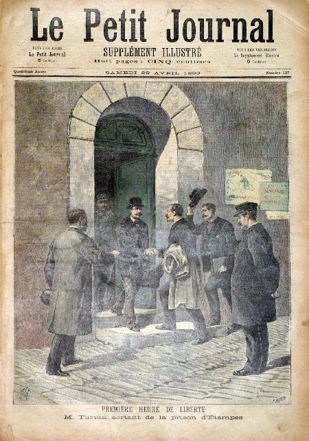 journal Le petit journal illustré Première heure de liberté. M. Turpin sortant de la prison d'Etampes.