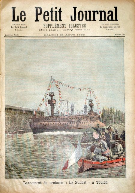 journal Le petit journal illustré Lancement du croiseur 'Le Suchet' à Toulon.
