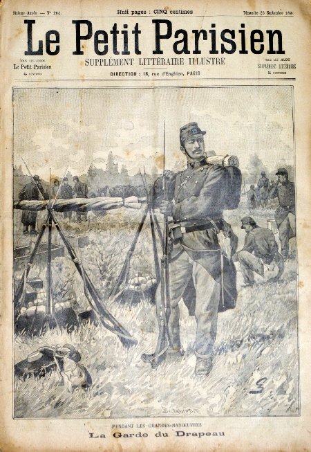 journal Le petit Parisien illustré Pendant les Grandes-Manoeuvres. La garde du drapeau.