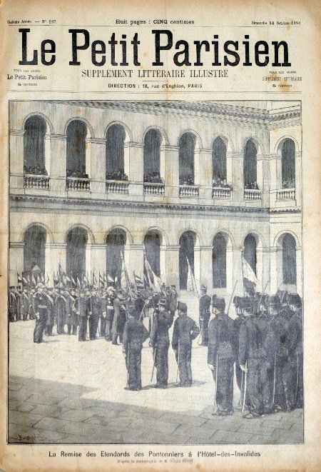 journal Le petit Parisien illustré La remise des Etendards des Pontonniers à l'Hôtel-des-Invalides.