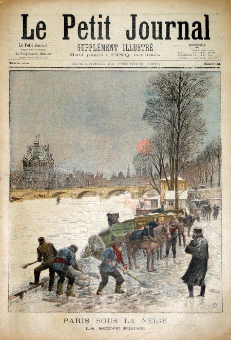 journal Le petit journal illustré Paris sous la neige. La Seine prise.
