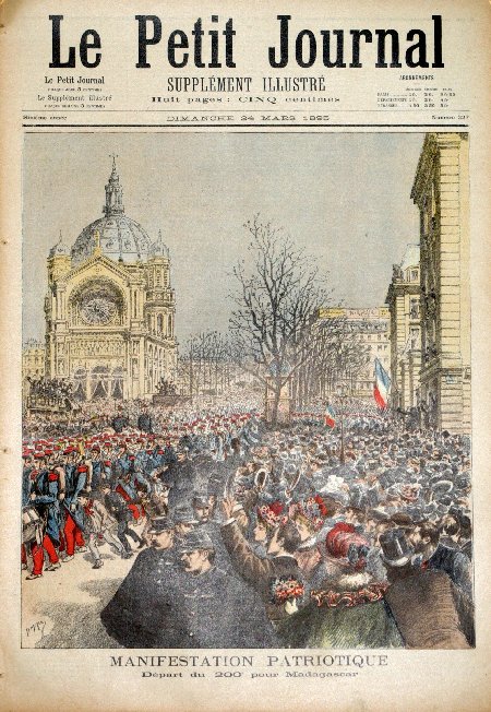 journal Le petit journal illustré Manifestation patriotique. Départ du 200ème pour Madagascar.