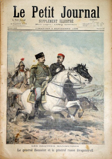 journal Le petit journal illustré Les Grandes Manoeuvres. Le Général Saussier et le Général russe Dragomiroff.