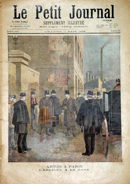 journal Le petit journal illustré Arton à Paris. L'arrivée à la gare.