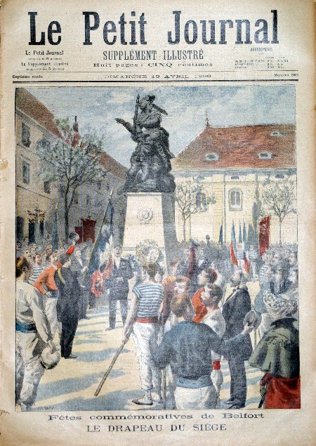 journal Le petit journal illustré Fêtes commémoratives de Belfort. Le drapeau du siège.