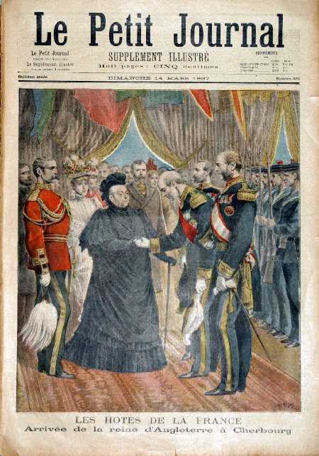 journal Le petit journal illustré Les hôtes de la France. Arrivée de la Reine d'Angleterre à Cherbourg.