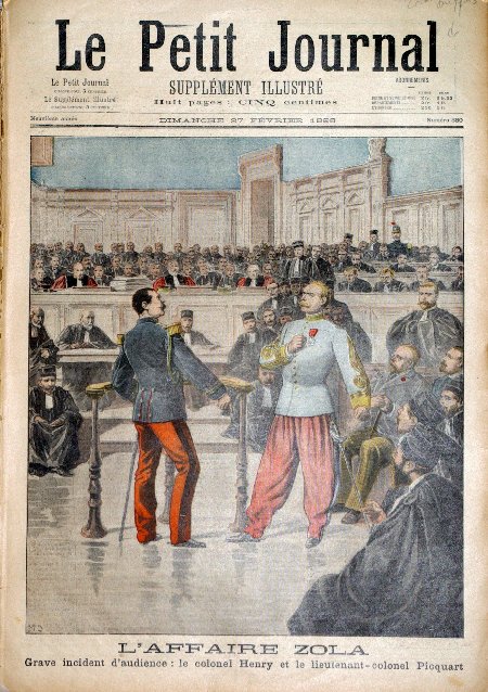 journal Le petit journal illustré L'affaire Zola. Grave incident d'audience : le Colonel Henry et le Lieutenant-Colonel Picquart.