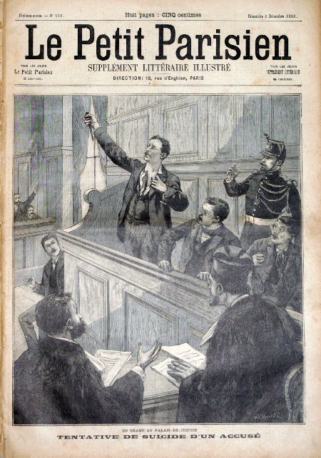 journal Le petit Parisien illustré Un drame au Palais-de-Justice. Tentative de suicide d'un accusé.