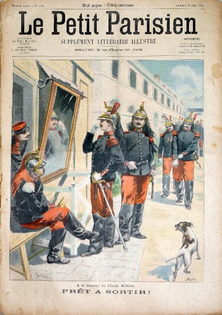 journal Le petit Parisien illustré A la caserne de lécole militaire. Prêt à sortir!