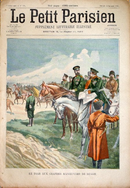 journal Le petit Parisien illustré Le Tsar aux Grandes Manoeuvres de Russie.