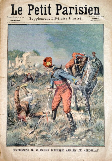 journal Le petit Parisien illustré Dévouement du chasseur d'Afrique Amory de Kergorlay.