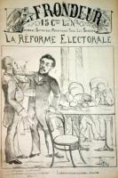 La réforme électorale.  - Hé! garçon, la réforme!   -Une réforme pour monsieur.( boum!!!! )Servez chaud. Les organisateurs de la ligue à l'oeuvre. 