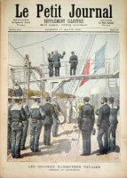 Les grandes manoeuvres navales. (Salut au pavillon).