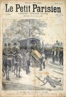 Au cimetière d'Ivry. Le coin des suppliciés. L'arrivée du Fourgon apportant le corps d'Emile Henry.