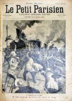 La Révolution aux Etats-Unis. Un train attaqué par les Grévistes aux environs de Chicago.