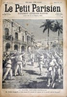 La guerre Hispano-Américaine. Les soldats espagnols à Cuba faisant le serment de vaincre ou de mourir pour le drapeau.