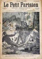 La guerre Hispano-Américaine. L'explosion d'un obus à pétrole. Mort du Capitaine Cadarso, commandant le navire espagnol 'Reina-Christina'.