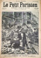 La catastrophe de Biot, près d'Antibes. Effondrement de trois maisons.