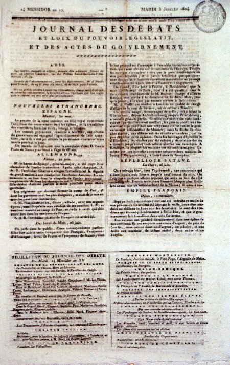 journal Journal des débats 