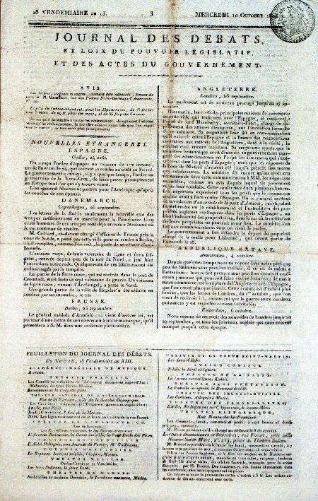 journal Journal des débats 