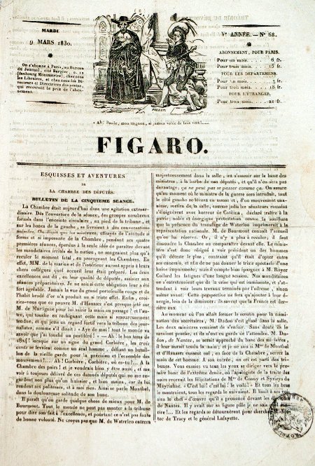 journal Figaro Esquisses et Aventures de la Chambre des Députés. Bulletin de la cinquième séance.
