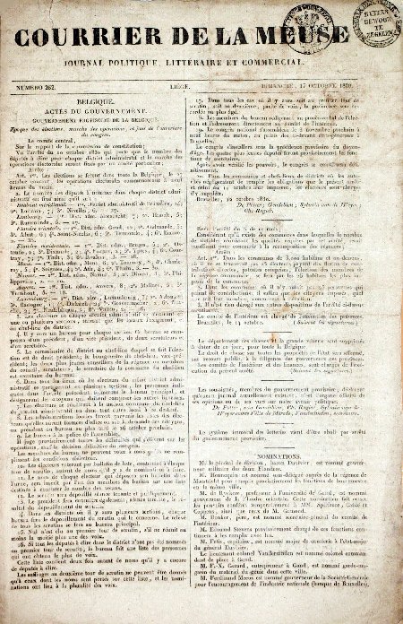 journal Courrier de la Meuse Organisation des élections par le gouvernement provisoire de Belgique.