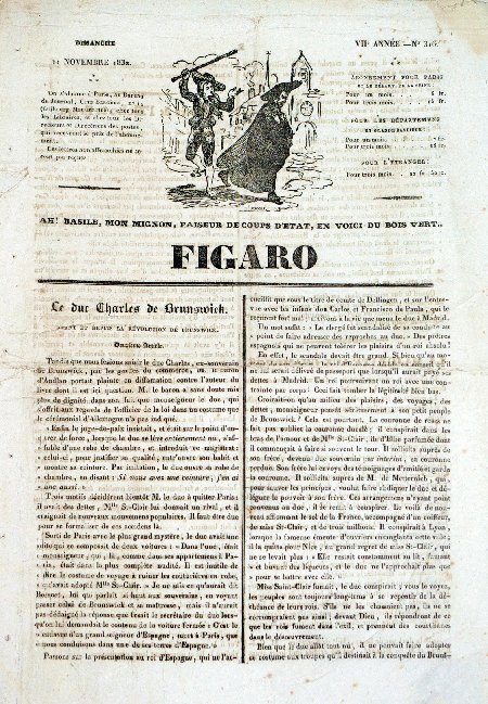 journal Figaro Le Duc Charles de Brunswick. Avant et depuis la Révolution de Brunswick.
