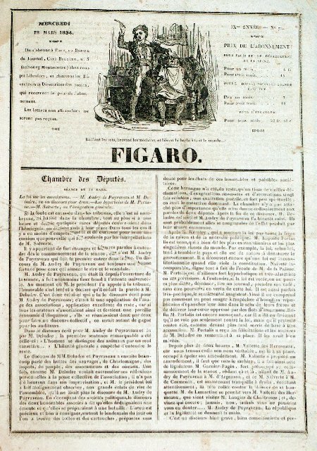 journal Figaro Chambre des Députés. Séance du 11 Mars 1834.