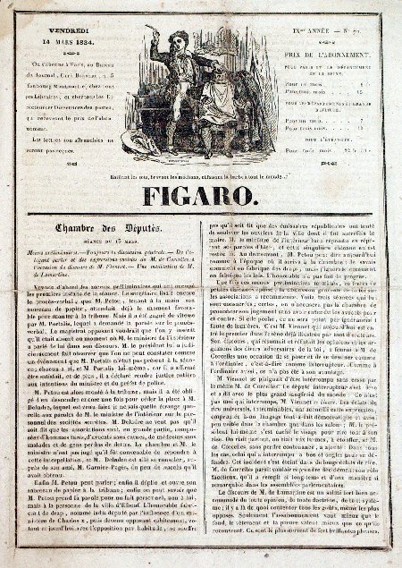 journal Figaro Chambre des Députés. Séance du 13 Mars 1834.