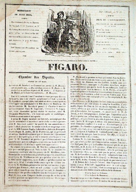 journal Figaro Chambre des Députés. Séance du 18 Mars 1834.