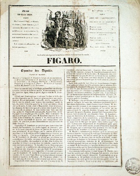 journal Figaro Chambre des Députés. Séance du 19 Mars 1834.