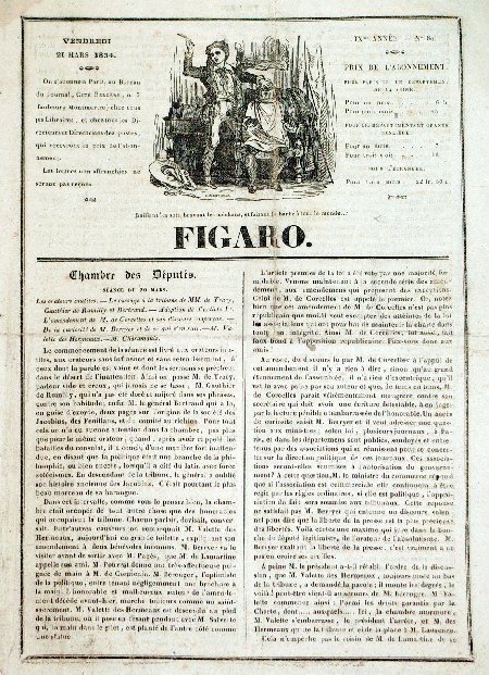 journal Figaro Chambre des Députés. Séance du 20 Mars 1834.