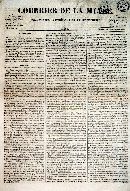 journal Courrier de la Meuse France. Chambre des députés. Suite de la séance du 16 Janvier.