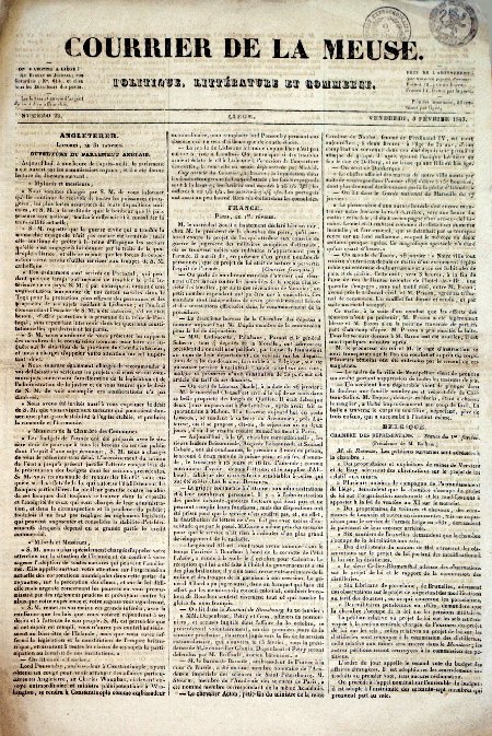 journal Courrier de la Meuse Ouverture du Parlement Anglais.