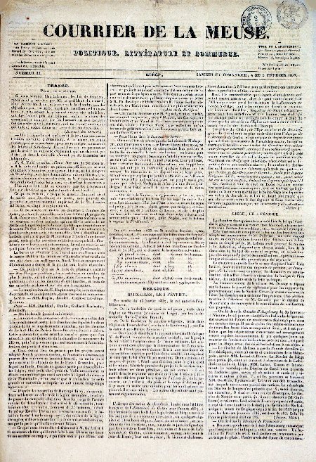 journal Courrier de la Meuse Bruxelles. Par arrêté, le Roi autorise l'établissement de la Fondation de services religieux créée par feu Mlle Brandt et de la Fondation créée par feu Mme. Reynders.