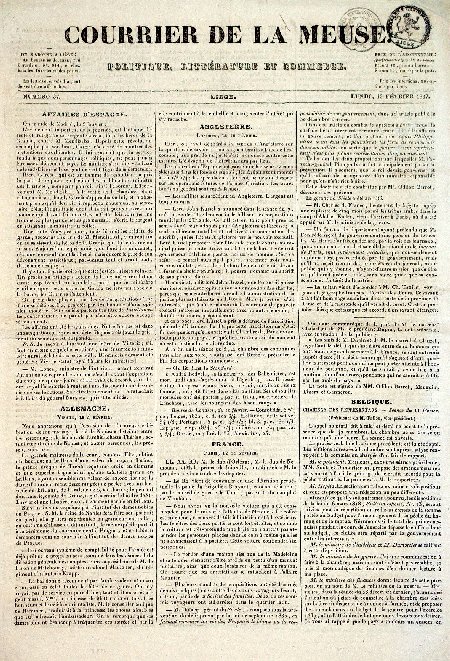 journal Courrier de la Meuse Affaires d'Espagne. Attaque directe du sergent Garcia, l'un des héros de la Granja, contre M. Mendizabal.