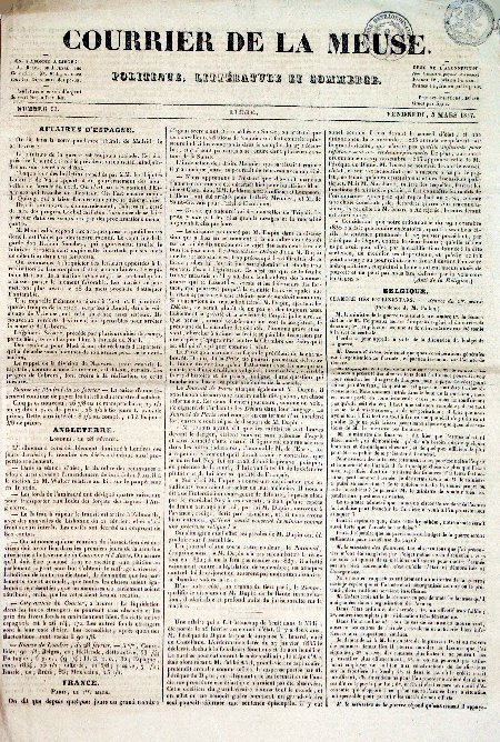 journal Courrier de la Meuse Affaires d'Espagne. Le ministre de la guerre est toujours malade. Un sous-secrétaire d'Etat lui a été adjoint.