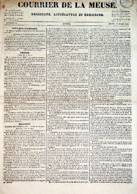 journal Courrier de la Meuse France. M. Le Vicomte Vilain XIIII, ambassadeur extraordinaire du Roi des Belges et Mme la Vicomtesse ont eu l'honneur de dîner chez le Roi.