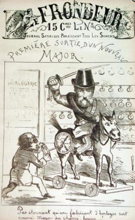 journal Le Frondeur Première sortie d'un nouveau Major.  Pas étonnant qu'un fabricant d' horloges soit nommé Major des Chasse-heures.