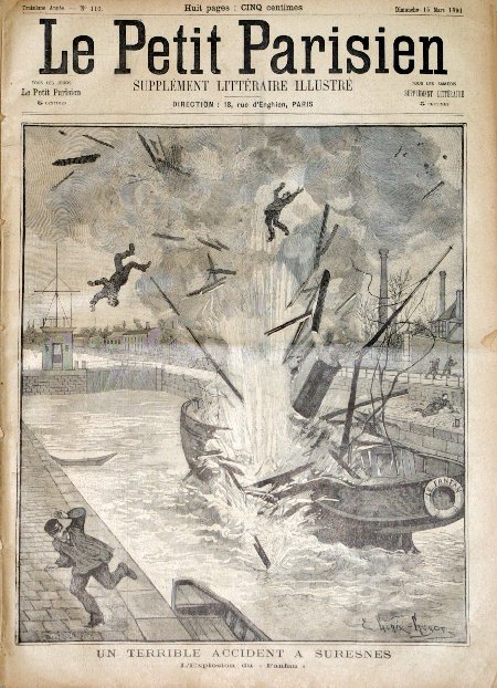 journal Le petit Parisien illustré Un terrible accident à Suresnes. L'explosion du 'Fanfan'.