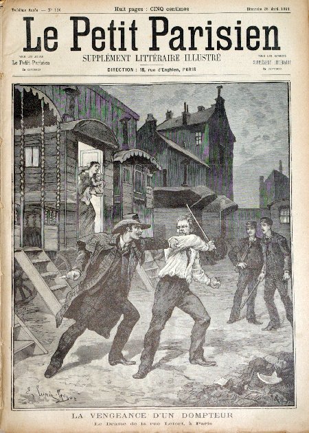 journal Le petit Parisien illustré La vengeance d'un dompteur. Le drame de la rue Letort, à Paris. 