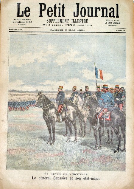 journal Le petit journal illustré La revue de Vincennes. Le Général Saussier et son Etat-Major.