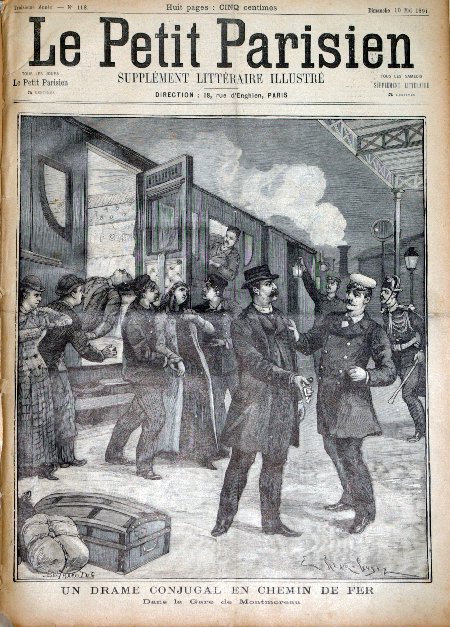 journal Le petit Parisien illustré Un drame conjugal en Chemin de Fer. Dans la gare de Montmoreau.