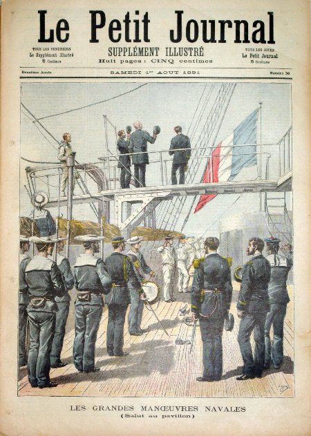 journal Le petit journal illustré Les grandes manoeuvres navales. (Salut au pavillon).