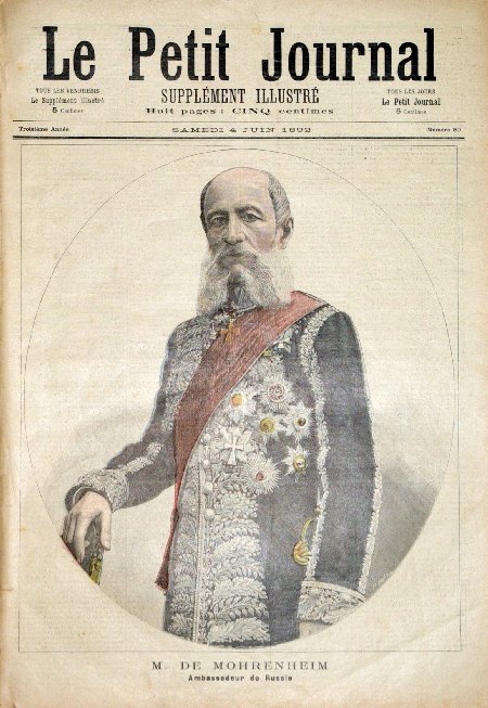 journal Le petit journal illustré M. de Mohrenheim. Ambassadeur de Russie.