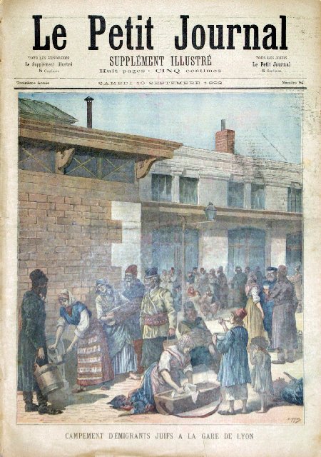 journal Le petit journal illustré Campement d'émigrants juifs à la gare de Lyon.