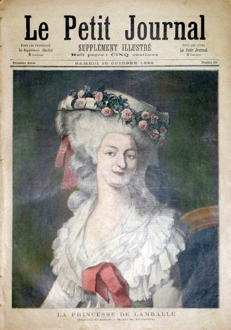 journal Le petit journal illustré La Princesse de Lamballe. (Tableau de Rioult.-Musée de Versailles).